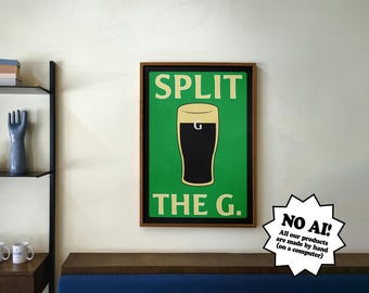Vintage Guinness "Split the G" Pub Style Digital Wall Art Print