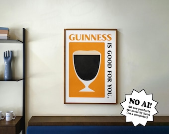 Vintage Orange "Guinness is Good for you" Digitaler Wandkunst Druck