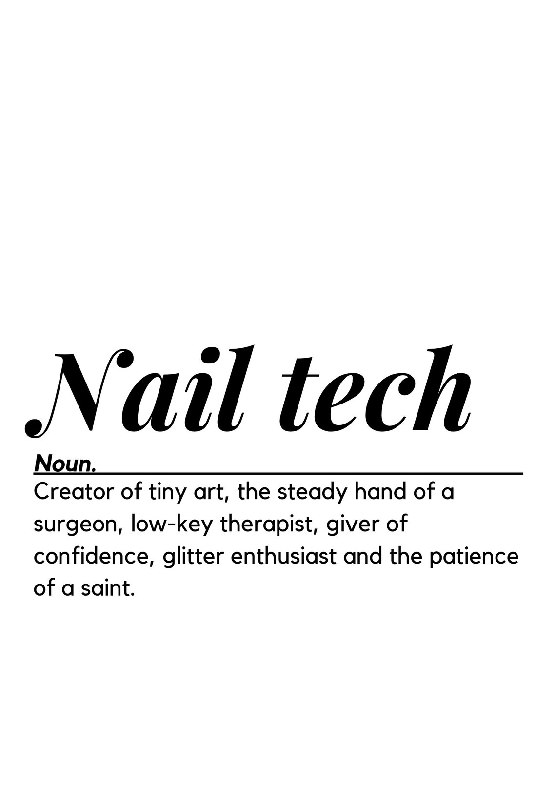 Nail Tech Definition Print, Digital Printable Download Only, Nail Tech