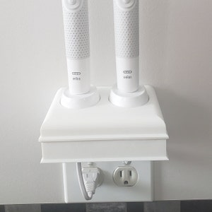 Electric Toothbrush Holder,  Oral B, 2 Charging Slots, Organizer, Outlet Wall Mount