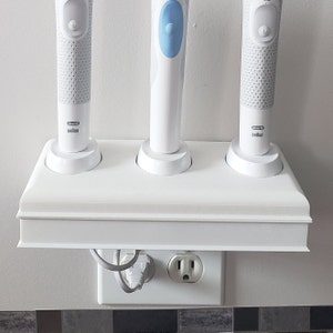 Electric Toothbrush Holder,  Oral B, 3 Charging Slots, Organizer, Outlet Wall Mount