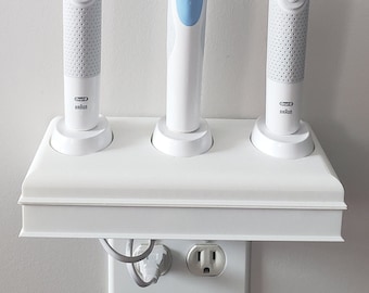 Electric Toothbrush Holder,  Oral B, 3 Charging Slots, Organizer, Outlet Wall Mount