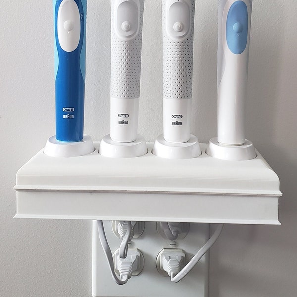 Electric Toothbrush Holder, Oral B, 4 Charging Slots, Organizer, Outlet Wall Mount