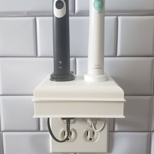 Electric Toothbrush Holder, Philips Sonicare, 2 Charging Slots, Organizer, Outlet Wall Mount