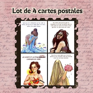 Lot de 4 carte postale au choix - Illustration féministe et santé mentale