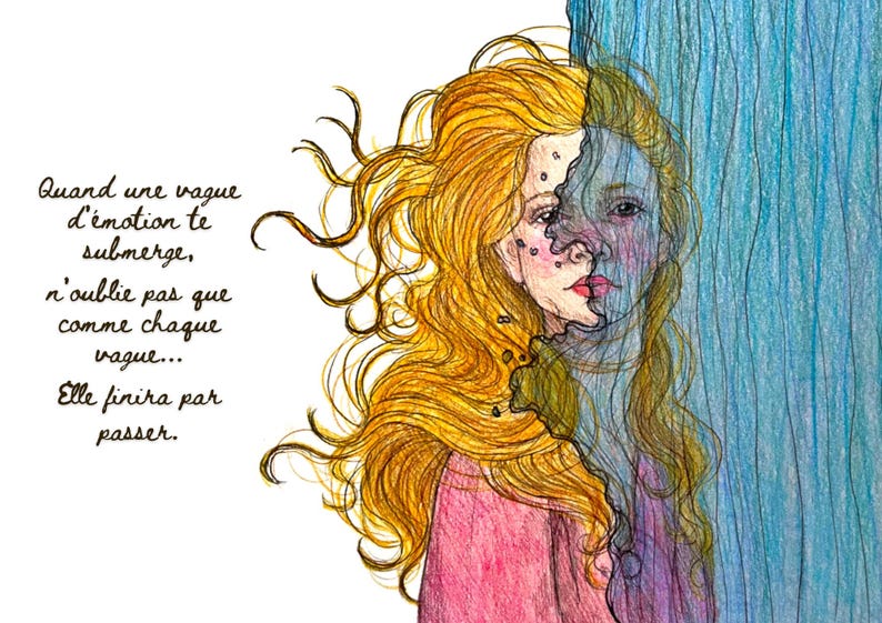 Carte Postale Santé Mentale - "Vague d'émotion" image 2