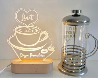 Custom LED Coffee Light | Coffee Lover | Light up Sign | Logo Sign / Barista Gift / Boss Gift /Office Decor / Employee Gift