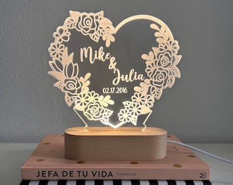 Luz LED de corazón personalizada / Regalo personalizado de San Valentín / Signo de iluminación / Signo de logotipo / Regalo de parejas / Regalo para ella / Regalo de aniversario