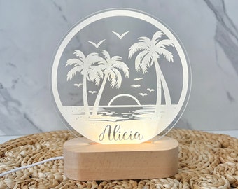 Palm Tree Lamp LED Lamp | Personalized Light-Up Name Sign | Perfect for Greenery   Lover | Sunset Island Theme Gift  Bedside Lamp