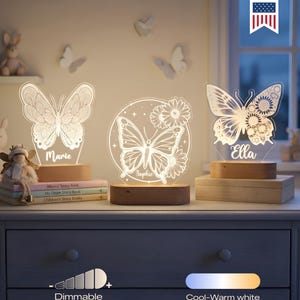 Personalized Butterfly Night Light | Customized Bedroom LED Sunflower Decor Sign | Light up  | Daughter/Son Gift /Boy Gift. Baby Shower