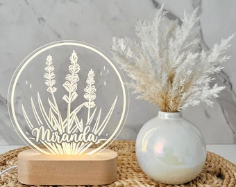 Pampas Boho Plant Lamp LED Lamp | Personalized Light-Up Name Sign | Perfect for Greenery  Lover | Unique Spike Boho Gift  Bedside Lamp