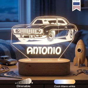 Custom Vintage Car LED Night Light - Classic Car Design Table Lamp, Unique Gift for Car Lovers, Personalized Night Light Gift for Him.