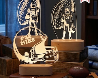 Personalized American Football Night Light - Custom LED Lamp for Players, Perfect Gift for Football Fans, Unique Sports Decor