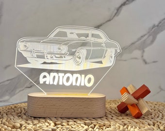 Custom Vintage Car LED Night Light - Classic Car Design Table Lamp, Unique Gift for Car Lovers, Personalized Night Light Gift for Him.