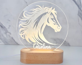 Luz de nombre personalizado del caballo / Dormitorio personalizado LED Signo de decoración de la nube / Signo de iluminación / Signo de regalo de hija/hijo / Regalo de niño / Regalo de niña