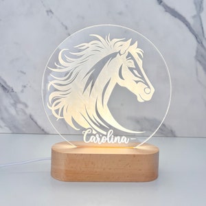Horse Custom Name Light Personalized Bedroom LED Cloud Decor Sign Light up Sign Daughter/Son gift Sign /Boy Gift/ Girl Gift image 1