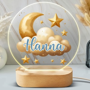 Personalized Cloud and Moon Night Light - Custom LED Lamp for Kids, Perfect Gift for Dreamers, Unique Room Decor,Fun and Soothing Nightlight