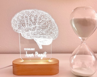 Gepersonaliseerde lamp voor psycholoog. Afstudeercadeau voor psychologiestudenten. 3D-hersenlamp, gepersonaliseerd cadeau voor neuroloog.