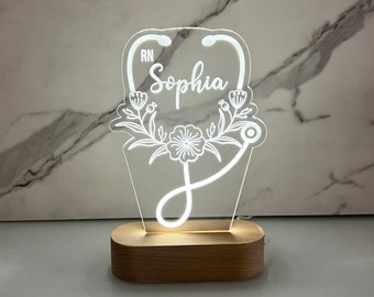 Nurse Personalized Night light. Caduceus Doctor gift. Custom Night light for medical personnel. Nurse Appreciation Day Gift. Stethoscope