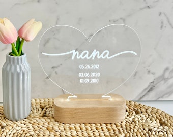 Mother's Day Gift. Personalized Night Light for Nana. Best present for grandma. Custom gift for Mother in Law or mom. Nana or Mimi gift.