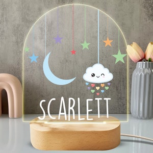 Personalized Moon, Star, and Cloud Night Light - Custom LED Lamp for Kids, Perfect Gift for Dreamers, Unique Room Decor, Fun Nightlight