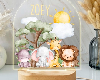 Personalized Safari Night Light - Custom LED Lamp for Kids, Perfect Gift for Animal Lovers, Unique Room Decor, Adventurous Nightlight