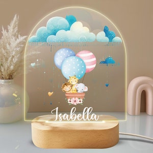 Personalized Elephant, Giraffe, and Lion Night Light - Custom LED Lamp for Kids, Perfect Safari Gift, Unique Room Decor, Animal Nightlight