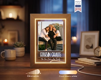 Custom Cousin Photo Lamp - Personalized Cousin Gift, Cousin Crew Keepsake, Funny Family LED Night Light