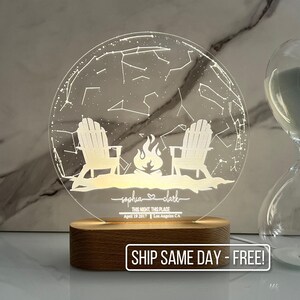 Mapa de luz nocturna con estrellas personalizado para parejas por fecha y ubicación. Regalos para parejas, regalos de compromiso, regalo de aniversario para ella, regalo del día de San Valentín