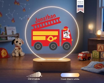 Personalized Firefighter Night Light - Custom LED Lamp for Kids, Perfect Gift for Firefighter Fans, Unique Room Decor, Heroic Nightlight