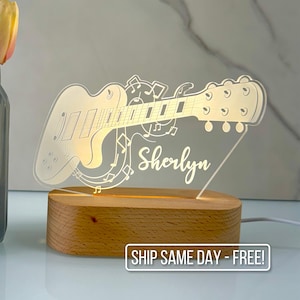 Personalized Guitar Night Light - Custom LED Lamp for Music Lovers, Perfect Gift for Guitarists, Unique Room Decor, Nightlight for Musicians