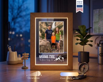 Custom National Park Photo Lamp - Personalized Family Travel Gift, Adventure Keepsake, Camping Vacation LED Night Light