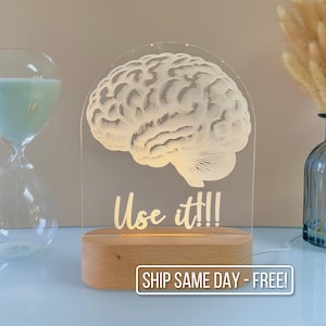 Personalized Brain Night Light - Custom LED Lamp for Science Lovers, Perfect Gift for Neuroscience Enthusiasts, Unique Room Decor