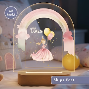 Personalized Princess Night Light - Custom LED Lamp for Kids, Perfect Gift for Little Princesses, Unique Room Decor, Magical Nightlight