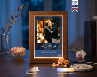 Custom Couple Photo Lamp - Personalized Romantic Gift, My Always Love Definition, Anniversary Wedding LED Night Light