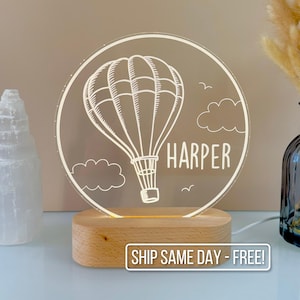 Personalized Hot Air Balloon Night Light - Custom LED Lamp for Kids, Perfect Gift for Adventure Lovers, Unique Room Decor, Nightlight