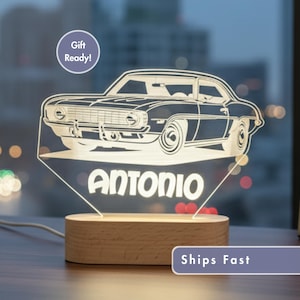Custom Vintage Car LED Night Light - Classic Car Design Table Lamp, Unique Gift for Car Lovers, Personalized Night Light Gift for Him.