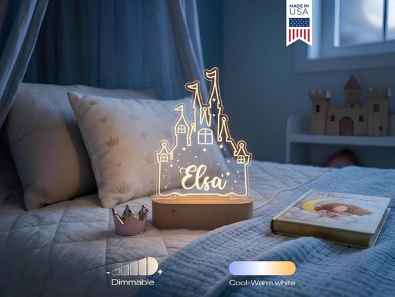 Personalized Princess Castle Night Light - Custom LED Lamp for Kids, Perfect Gift for Princess Lovers, Unique Room Decor,Nightlight for Girl