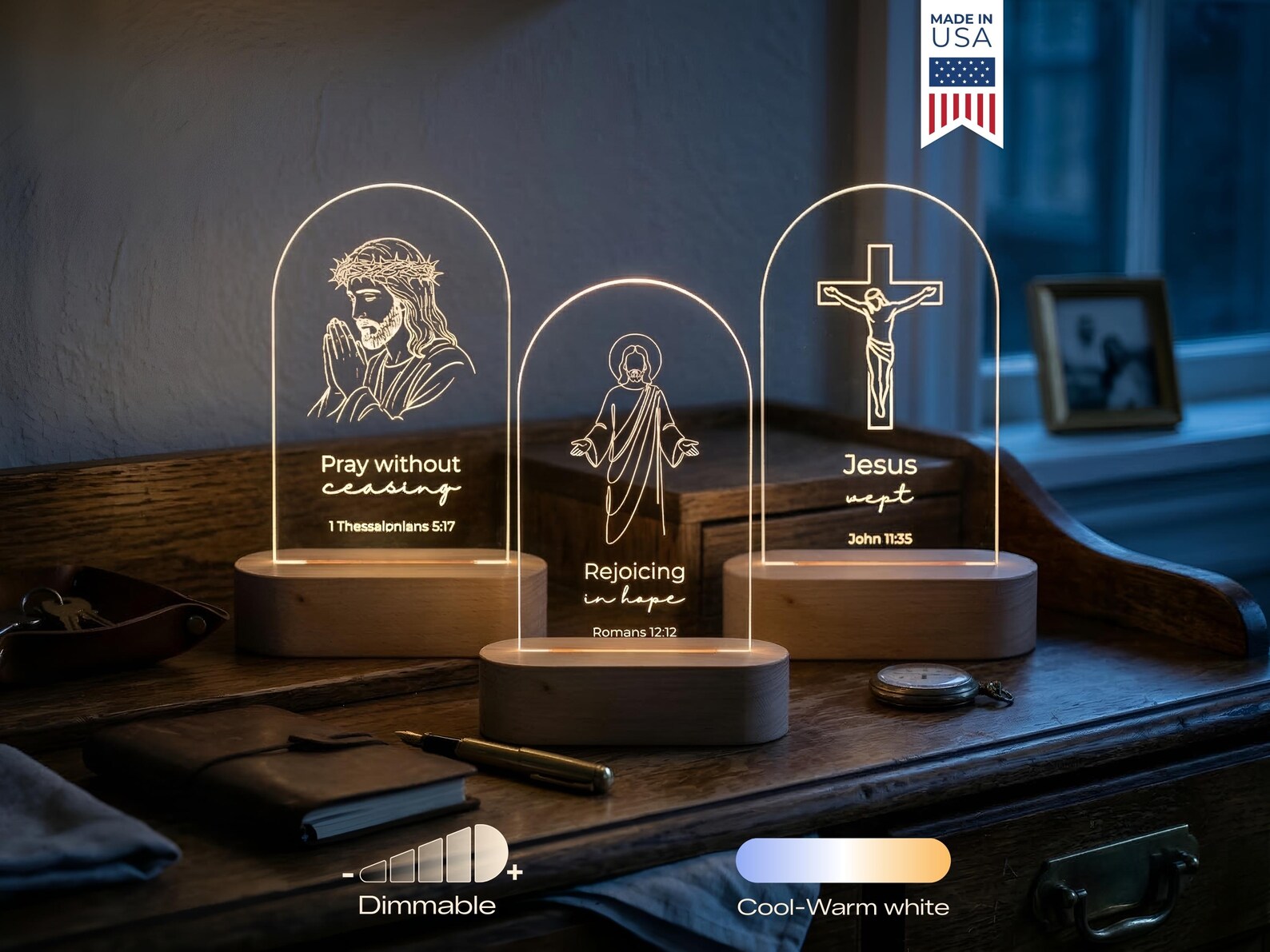 Personalized Christian LED Lamp Custom Faith Night Light Religious Room ...