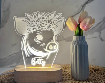 Lampe décorative pour amoureux des cochons | Enseigne décorative LED nuage personnalisée pour chambre à coucher | Enseigne lumineuse | Signe cadeau fille/fils/cadeau garçon/cadeau fille