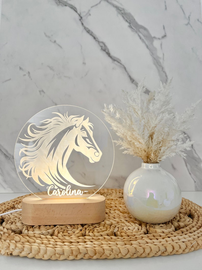 Horse Custom Name Light Personalized Bedroom LED Cloud Decor Sign Light up Sign Daughter/Son gift Sign /Boy Gift/ Girl Gift image 2