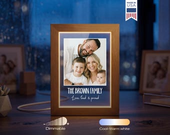 Personalized Family Photo LED Frame - Custom Family Gift, Picture Collage Night Light, Parents Grandparents Keepsake