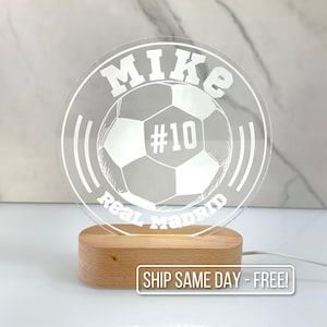 Personalized Soccer Player Night Light - Custom LED Lamp for Kids, Perfect Gift for Soccer Lovers, Unique Room Decor, Fun Sports Nightlight