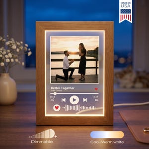 Custom Song Photo Frame - Personalized Couple Music Player Gift, Anniversary Wedding Song LED Light, Proposal Keepsake