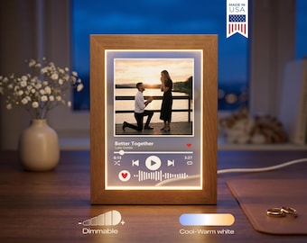 Custom Song Photo Frame - Personalized Couple Music Player Gift, Anniversary Wedding Song LED Light, Proposal Keepsake