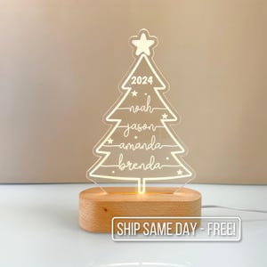 Personalized Christmas Tree Night Light - Custom LED Lamp for Holiday Decor, Perfect Gift for Christmas Lovers, Festive Nightlight for Kids