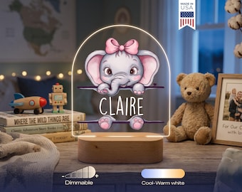 Personalized Elephant Night Light - Custom LED Lamp for Kids, Perfect Gift for Animal Lovers, Unique Room Decor, Fun and Adorable Nightlight