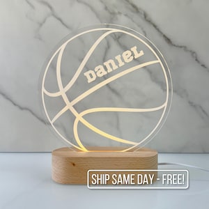 Personalized Basketball Night Light - Custom LED Lamp for Basketball Players, Perfect Sports Gift for Kids, Room Decor, Nightlight for Fans