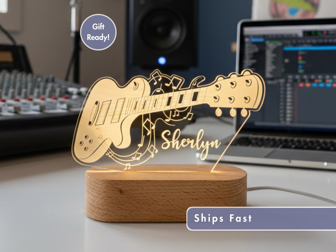 Personalized Guitar Night Light - Custom LED Lamp for Music Lovers ...