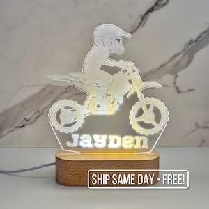 Motocross Custom Name Light | Personalized Bedroom LED Cloud Decor Sign | Light up Sign | Daughter/Son gift Sign /Boy Gift/ Motorbike Lamp